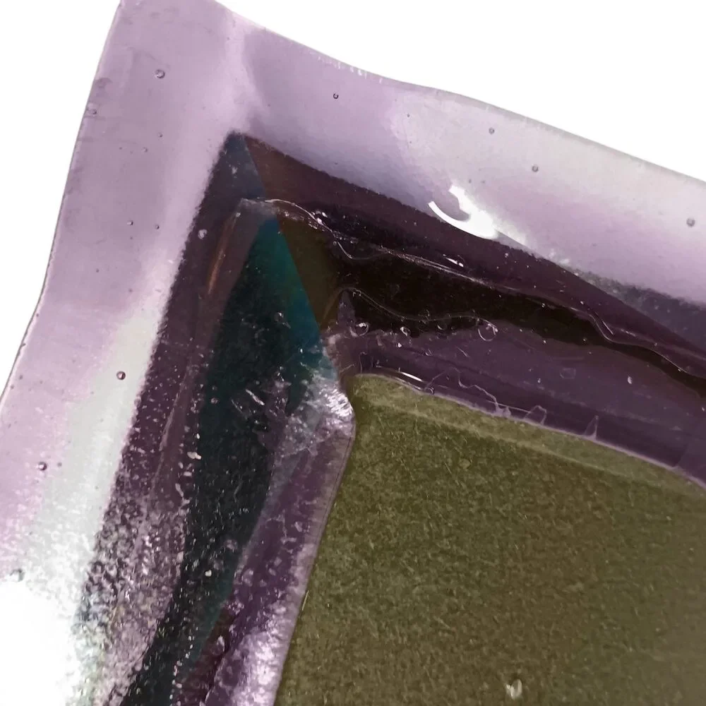 Purple Two Toned Art Glass Picture Frame Handmade Signed O'Shea 6